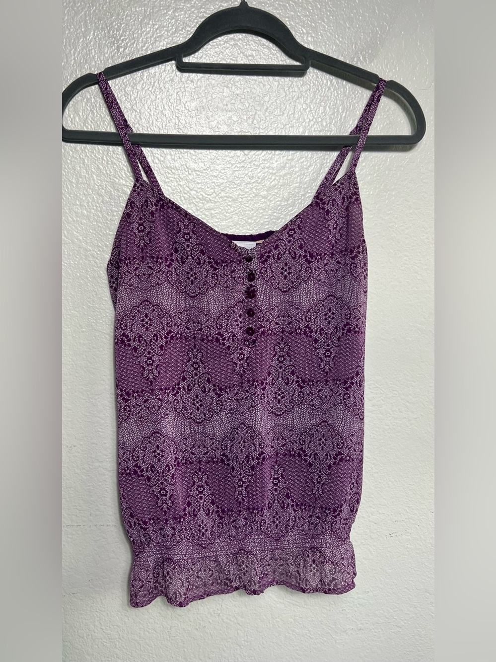 Rip Curl Purple Lace-Print Spaghetti Strap Camisole Purple S